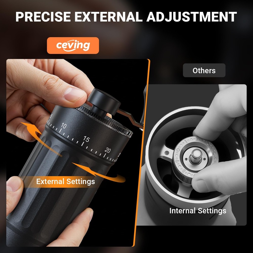 Mini Manual Coffee Grinder, Portable Hand Mill, 30G Capacity, Adjustable Setting