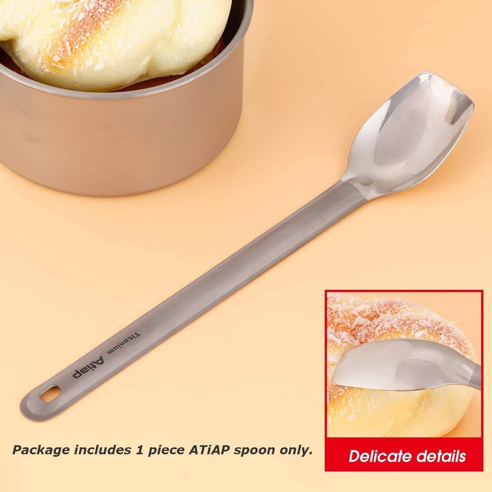 Camping Spoon Long Handle Spoon Titanium Ultralight Portable Flatware For Out...