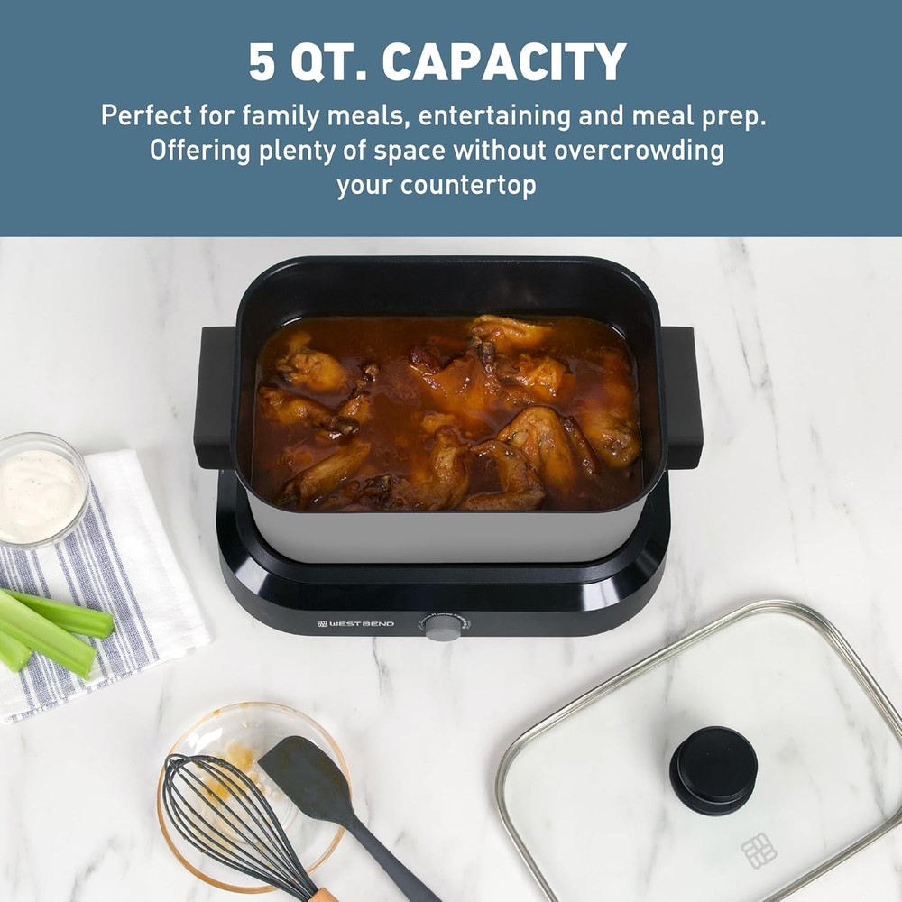 5 Quart Versatility Cooker Slow Cooker Griddle Portable with Lid