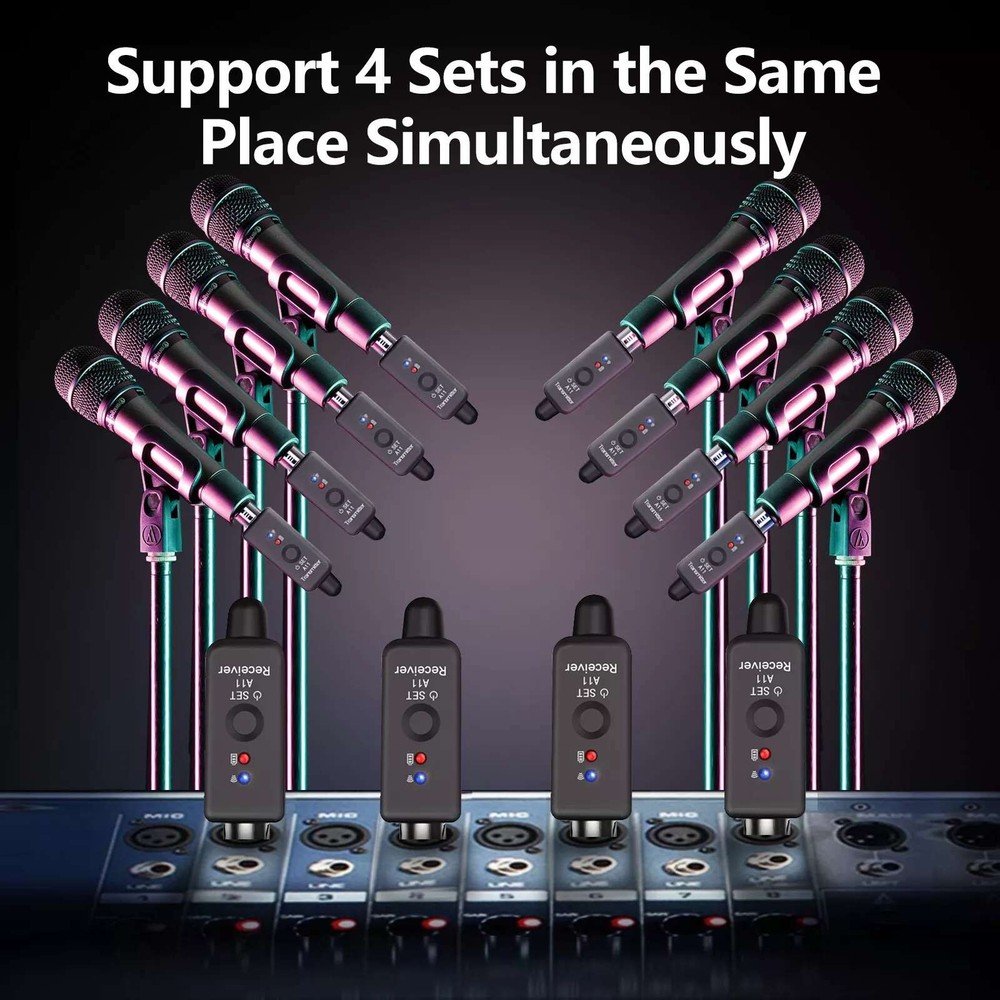 Professional XLR Wireless Microphone Transmitter&Receiver For Multiple Scenarios