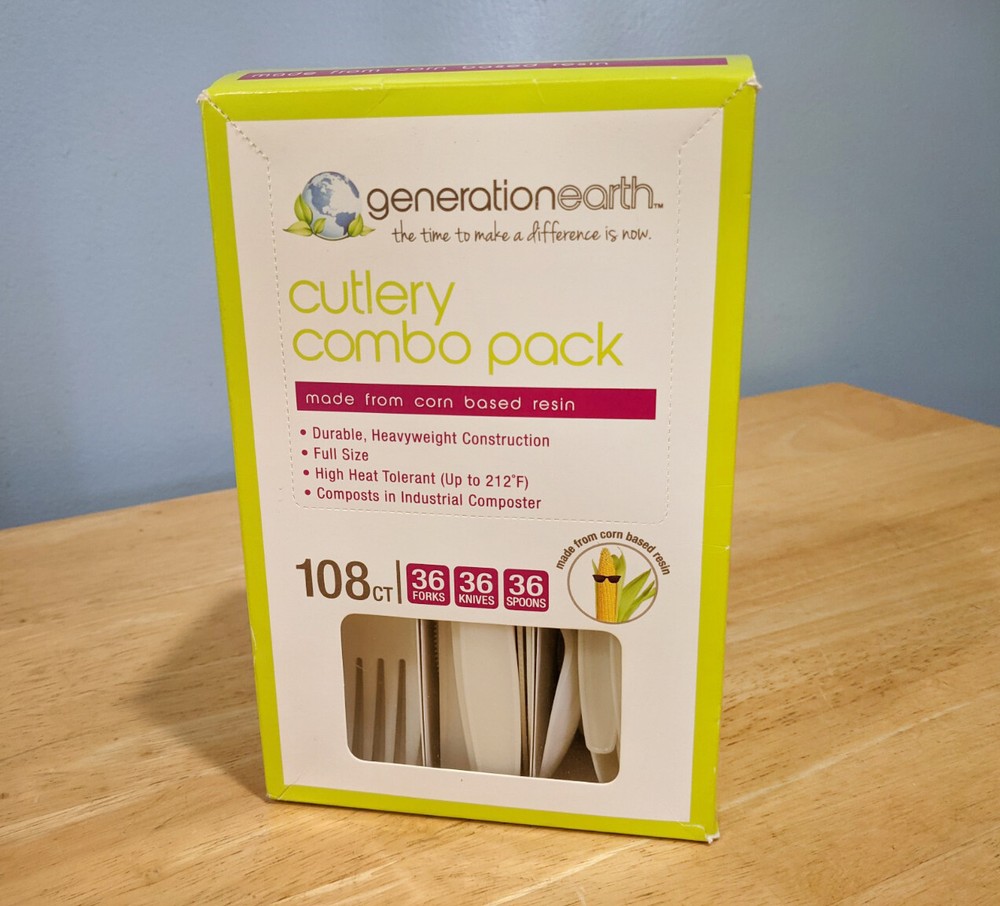 Generation Earth Cutlery Combo Pack Eco-friendly Corn Based Resin - 108 Ct