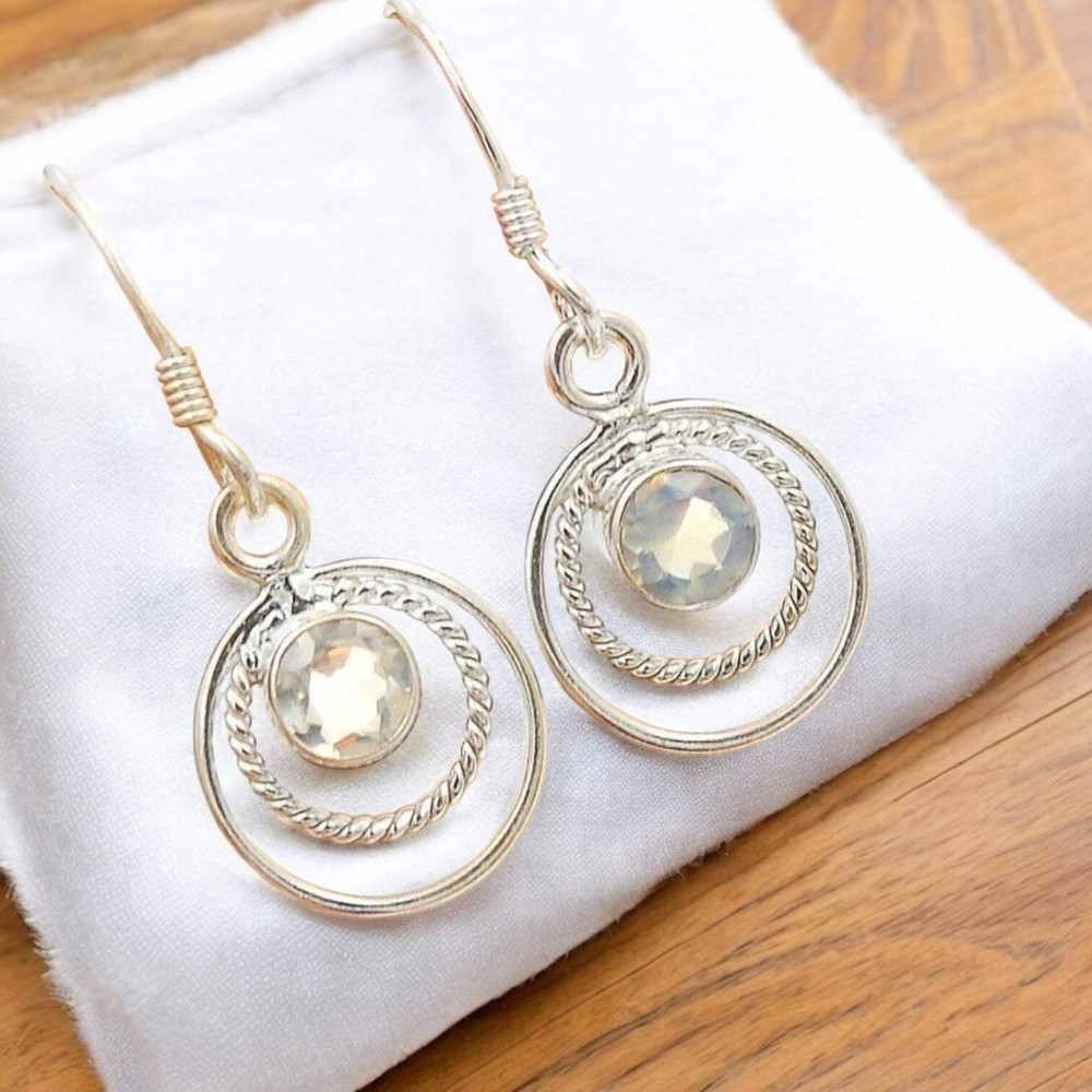 Fire Opalite Solid 925 Sterling Silver Earrings