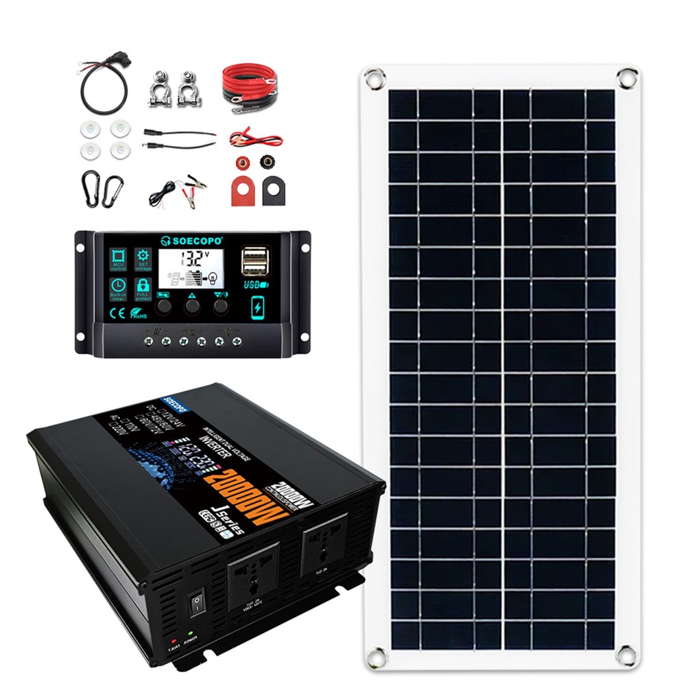20000W Solar System with Panel | 100A Controller + 12V/24V to 110V/220V Inverter