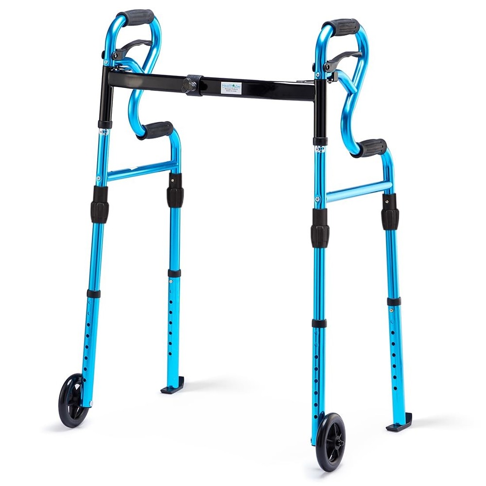 3 in 1 Folding Walker with 5” Front Wheels by Width Adjustable Compact Stand