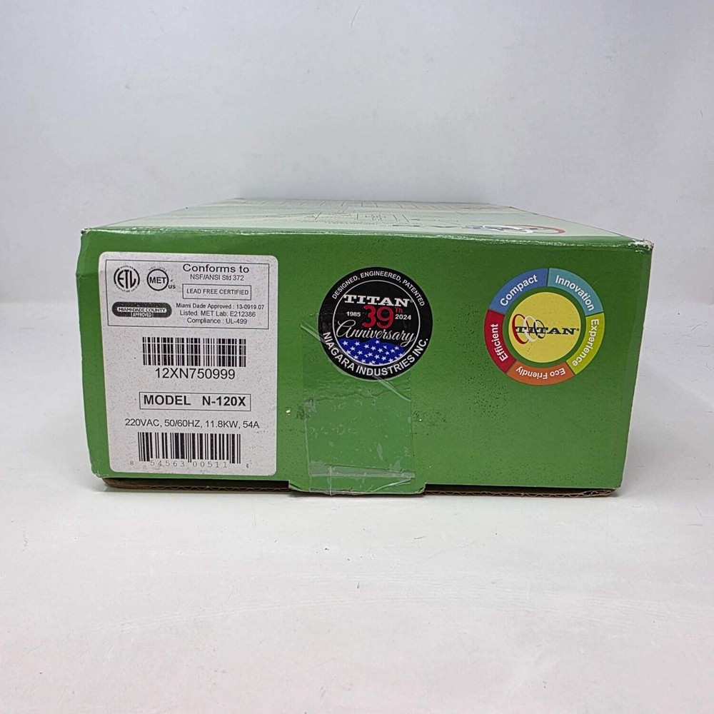 New Titan N-120x Electric Tankless Water Heater 12XN750999 220VAC 60HZ 11KW 54A