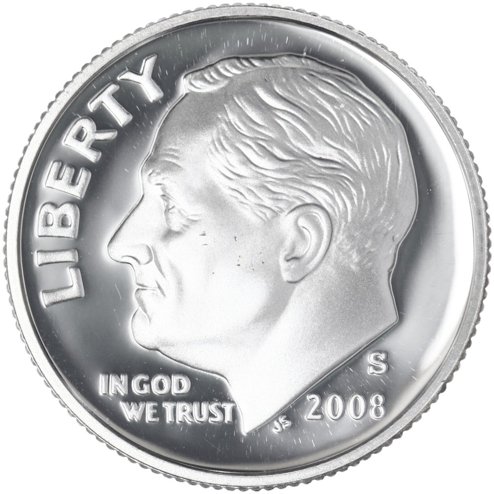 2008 S Roosevelt Dime Gem DCam Proof 90% Silver