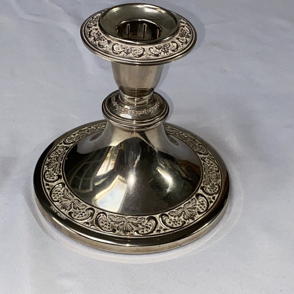 Grenadier Silver Plated Candlestick Holder Grape Vine Border Vintage