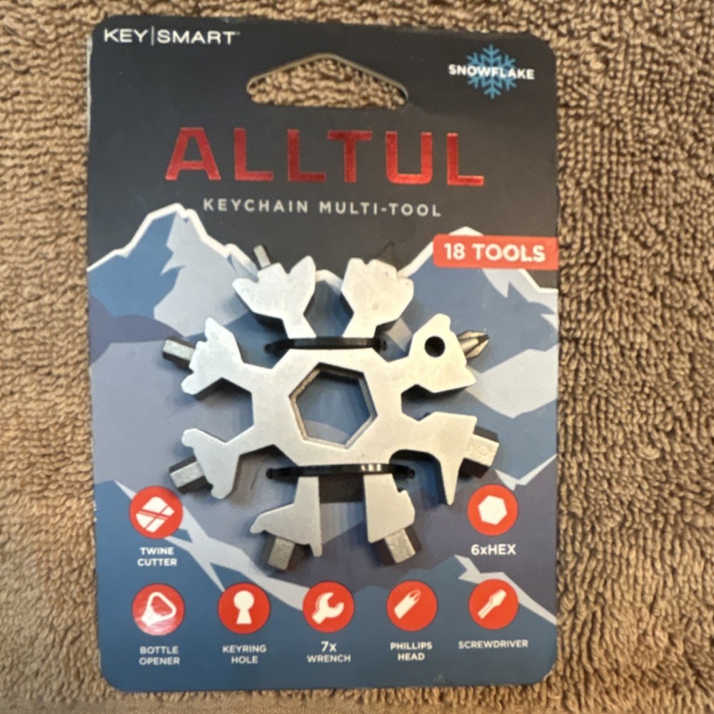 KeySmart ALLTUL Snowflake Multi-Tool 18 Tools Stainless Steel Silver