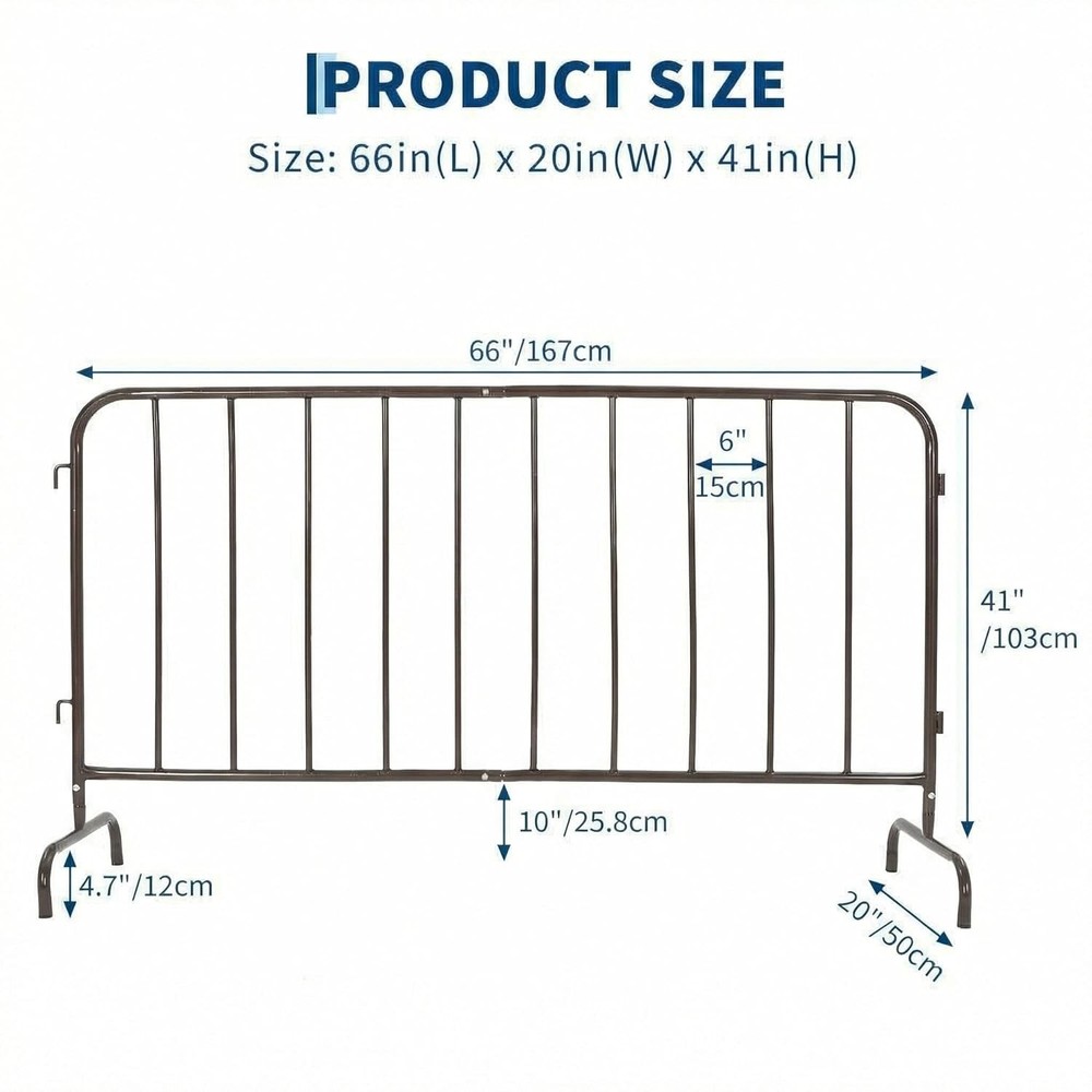 Interlocking Steel Barricade: Crowd Control Barrier with Removable Bridge Feet