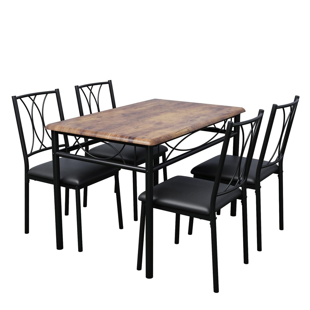 Modern Dining Table Set for 4 Kitchen Table Set and Upholstered Chairs Dinitte