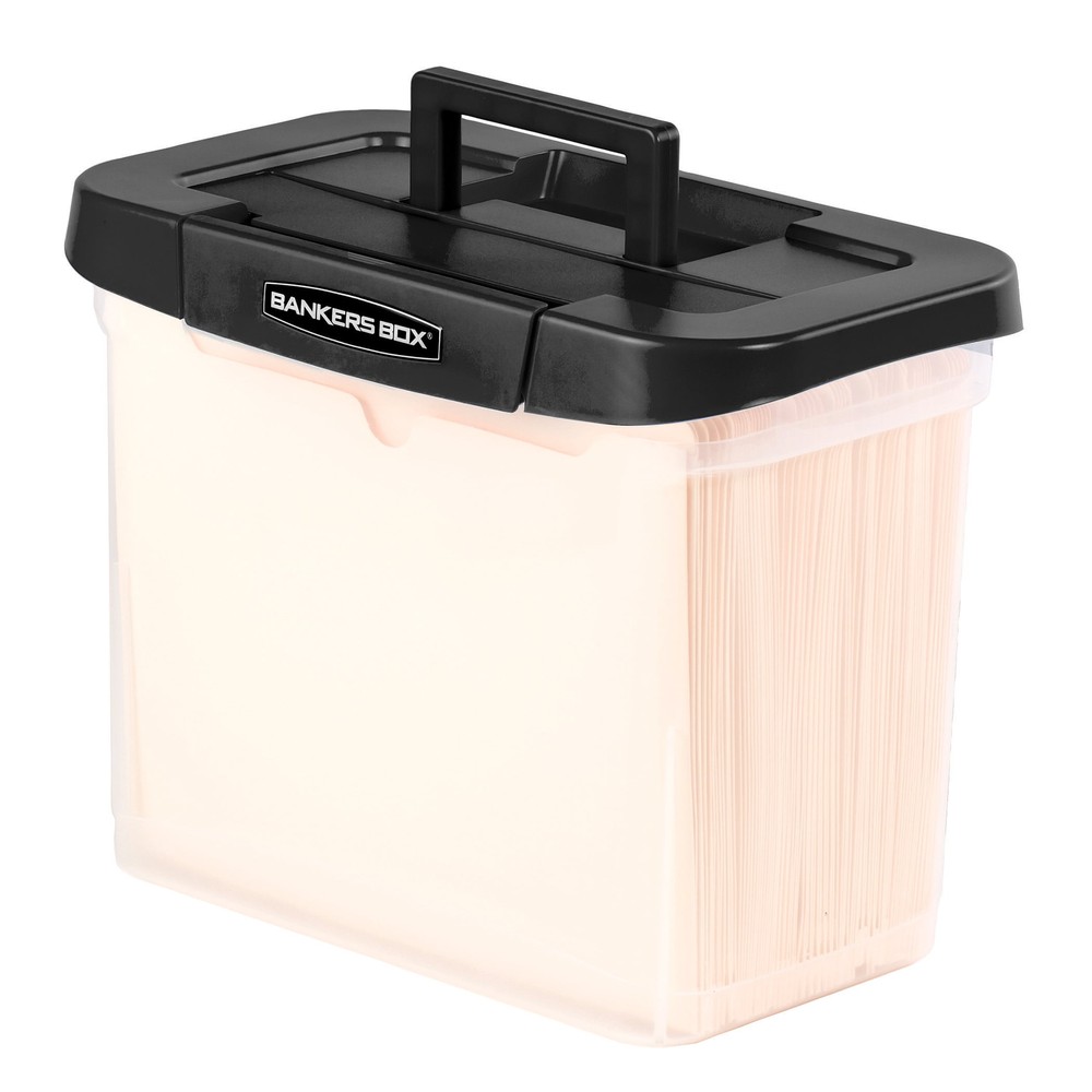 Clear Portable File Box with Black Lid, 1 Pack