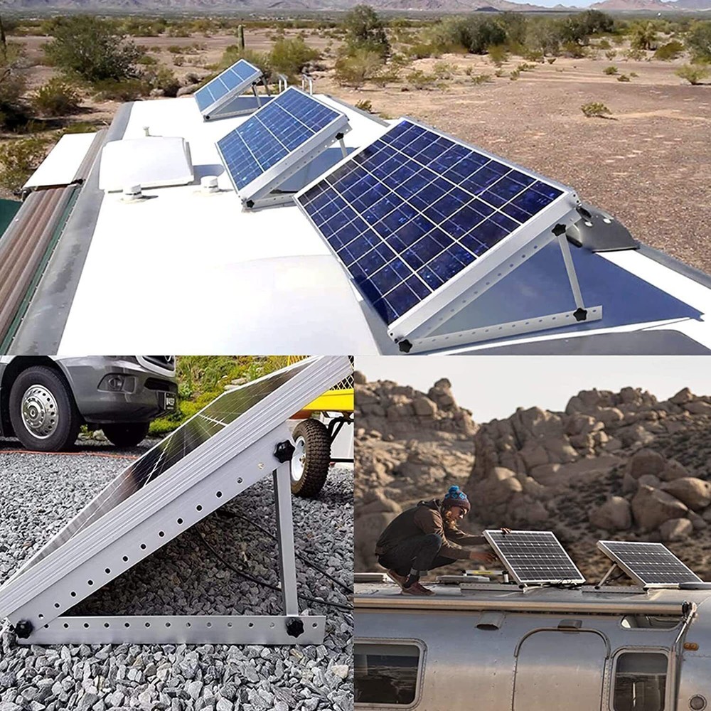 2 Set Solar Panel RV Tilt Mount（45in）Brackets Roof Flat Surface Adjustable Frame