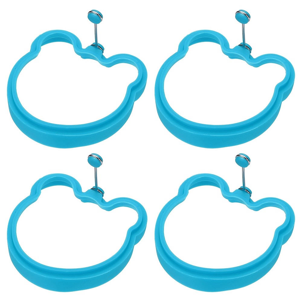 4 Pcs Bear Egg Rings, Silicone Egg Pancake Rings Set, Blue