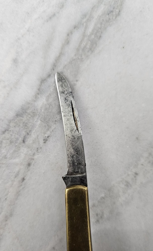 Antique Folding Advertisement Pocket Knife Brass Folder