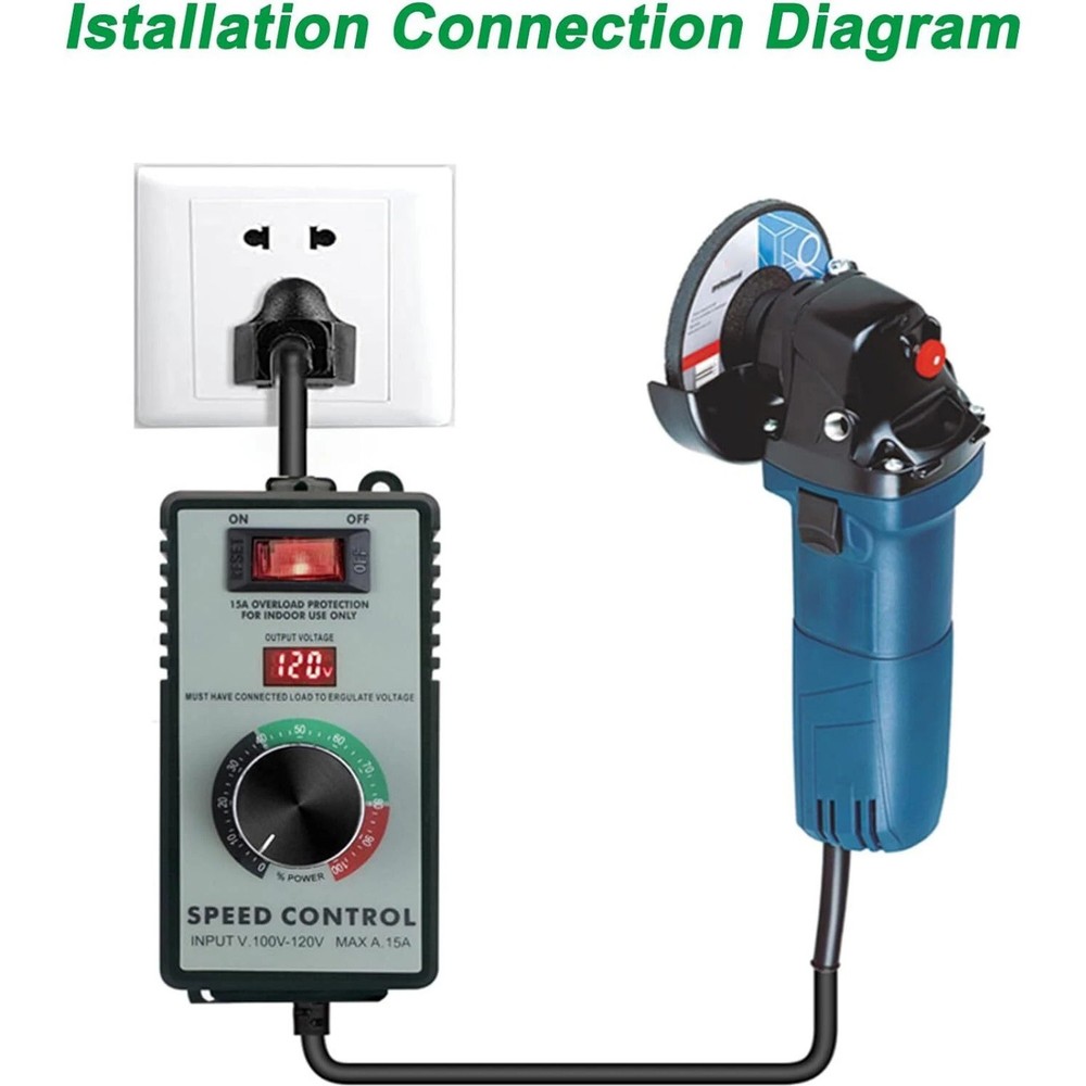 Professional 120V AC Motor Speed Controller with LED Display for Power Tools Use