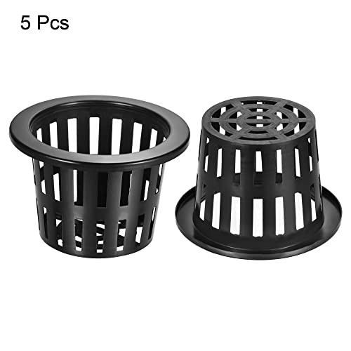 Garden Slotted Mesh Cups Hydroponic Net Pots Plastic 5 Inch, Suitable for