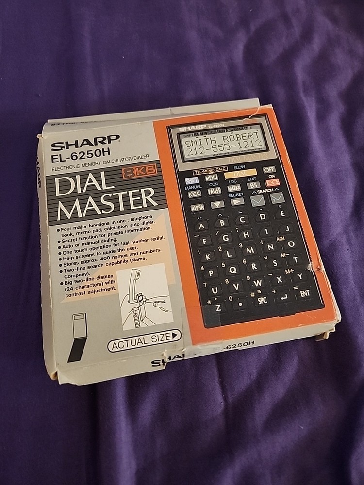 SHARP EL-6250H Dial Master Electronic Memory Calculator / Phone Dialer With Box