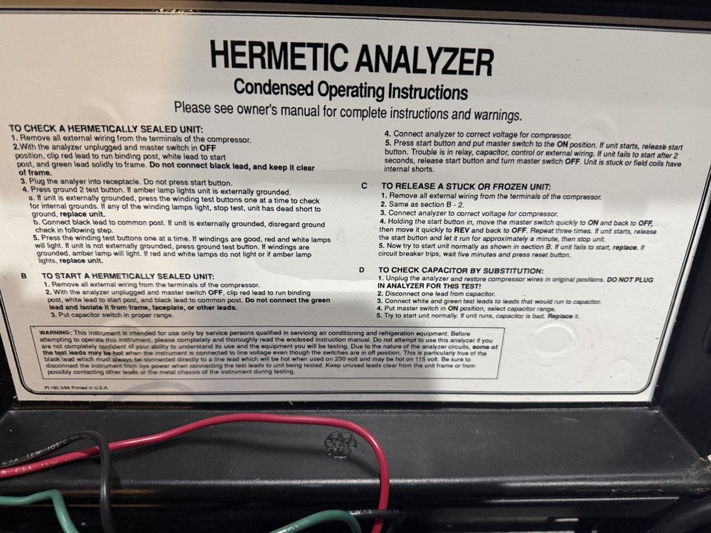 Hermetic Analyzer 8202 w/ Case! Great Condition!
