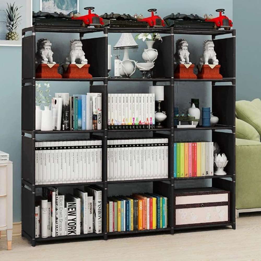 12 Cube Storage Organizer Book Shelves, DIY Open Stackable Bookshelf, Extra Larg