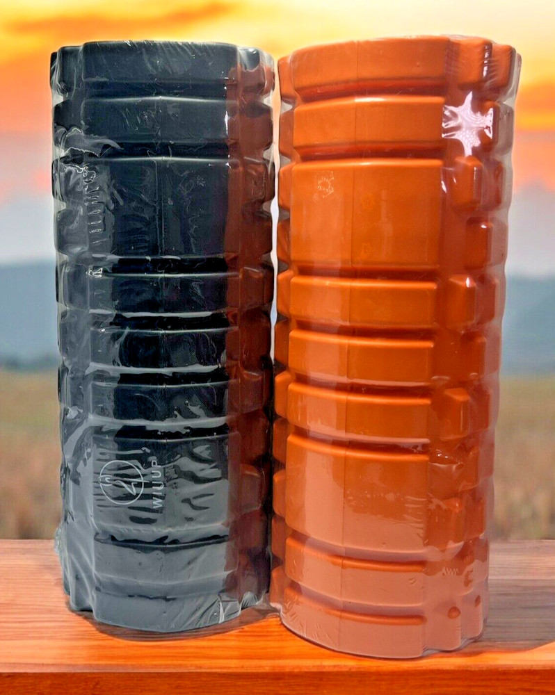 2Pack Foam Roller for Deep Tissue Massager Muscle Trigger Point Blk/Org 13''X5''