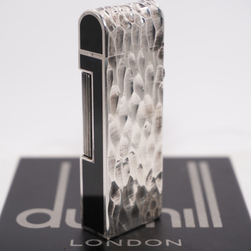 Dunhill Rollagas Lacquer Dome Lighter Silver plated with Black Lacquer_Working