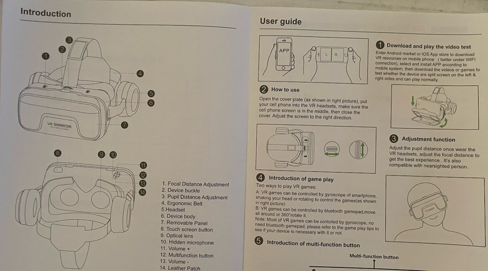 Virtual Reality Glasses Headset with Remote Control