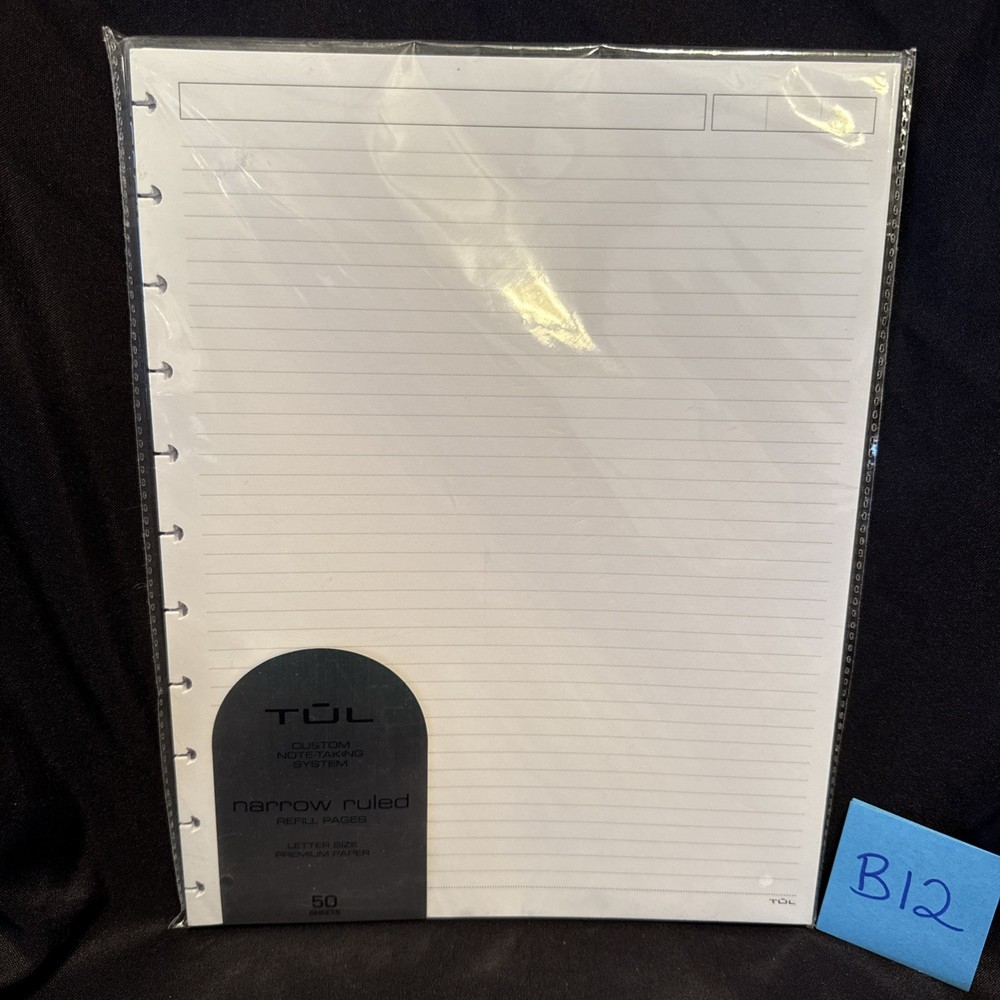 TUL Custom Note-Taking System Narrow Ruled Letter Sized Refill 50 Sheets New B12