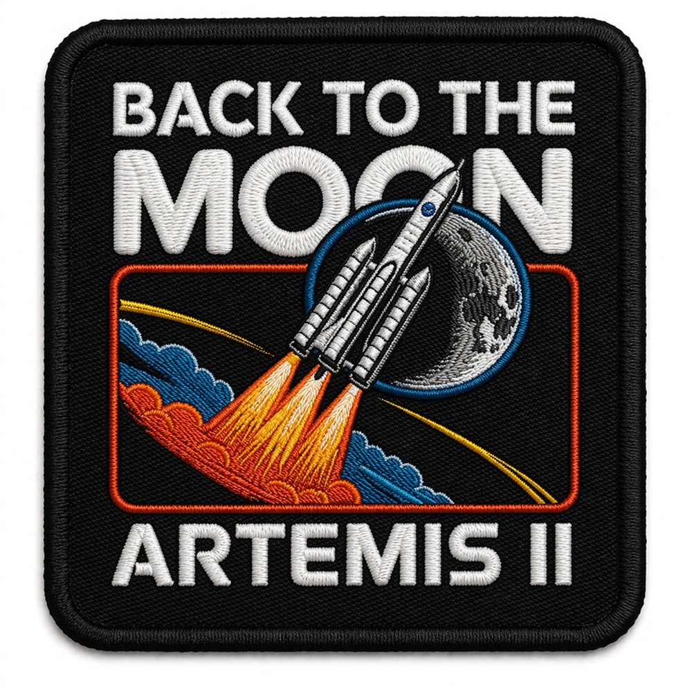 Custom embroidered patch Artemis II rocket iron-on space badge