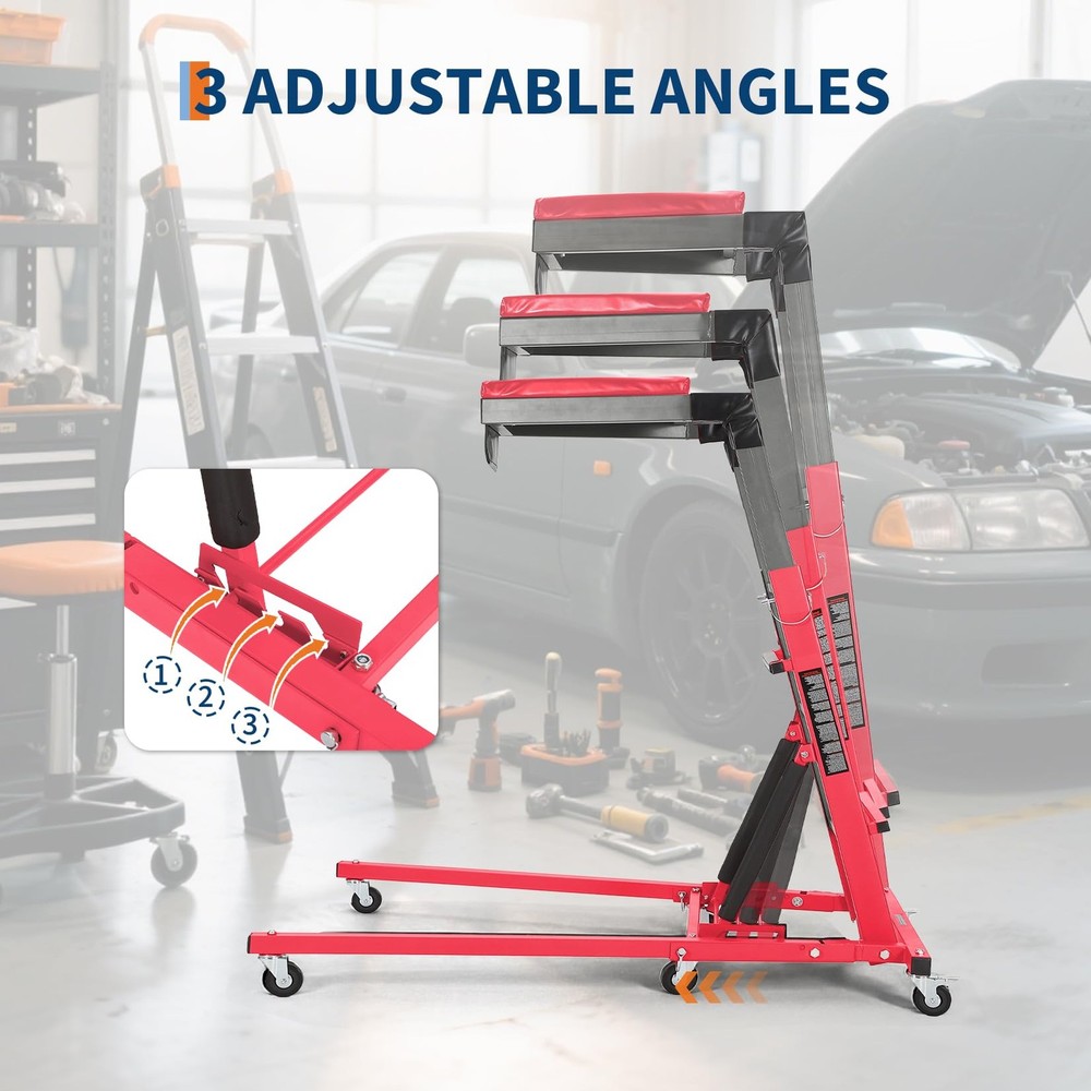 ⭐Automotive Topside Creeper 400LBS Adjustable 48"-66" Foldable Engine Creeper