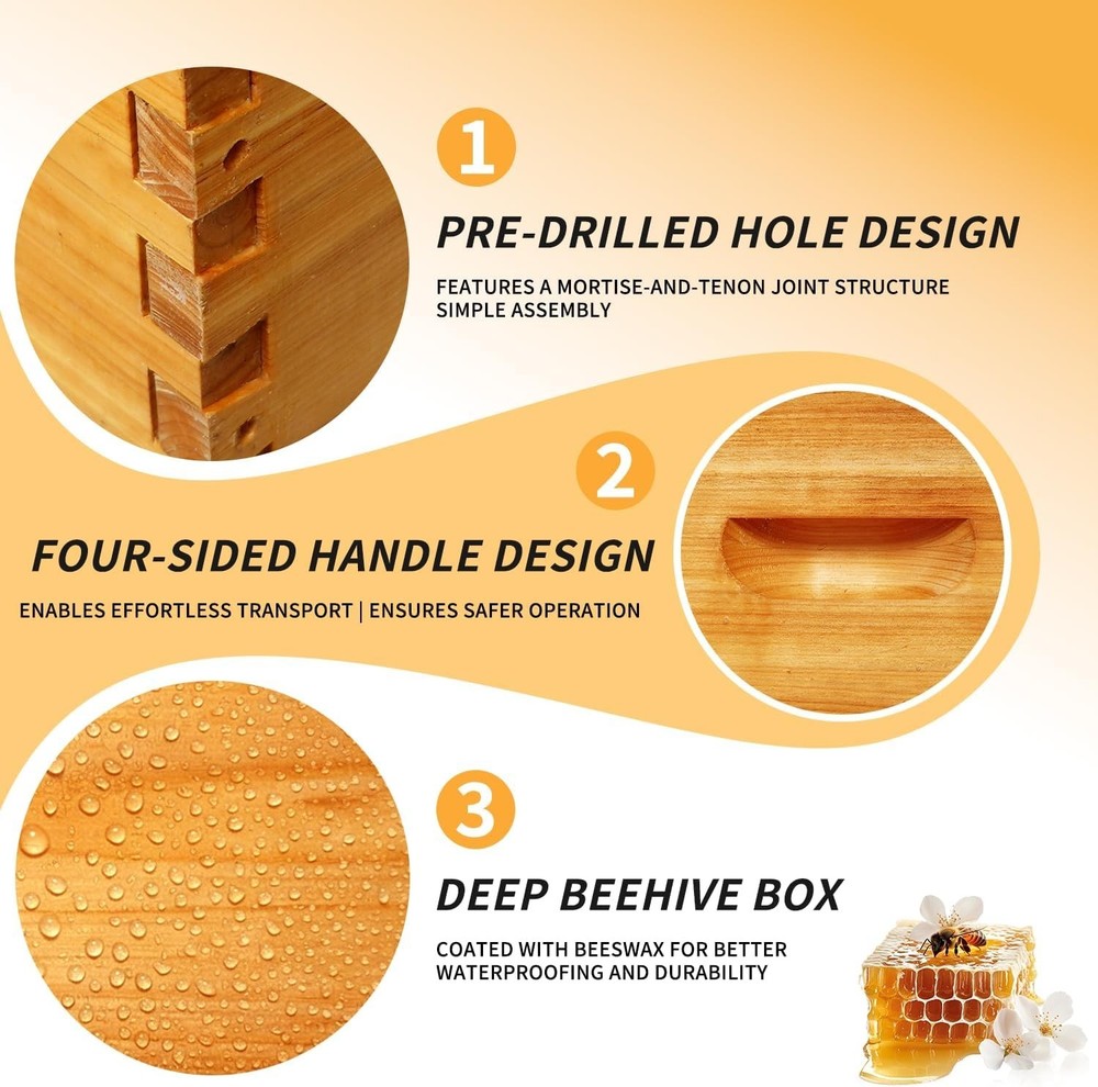 2 Pack 10 Frame Langstroth Deep Brood Beehive Box Beekeeping Supplies