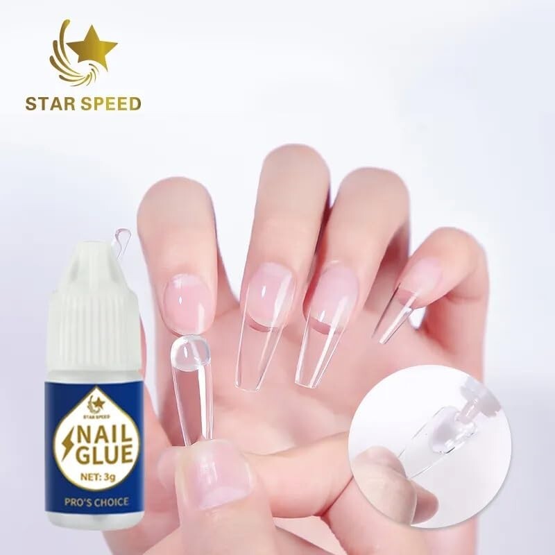 3g Nail Glue, Plastic Bottle, Colorless Liquid, 5 Count