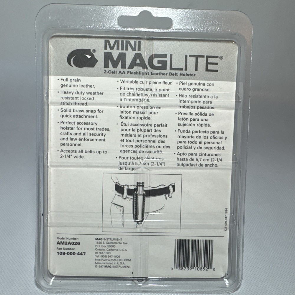 Mini MagLite 2-Cell AA Flashlight Leather Belt Holster AM2A026