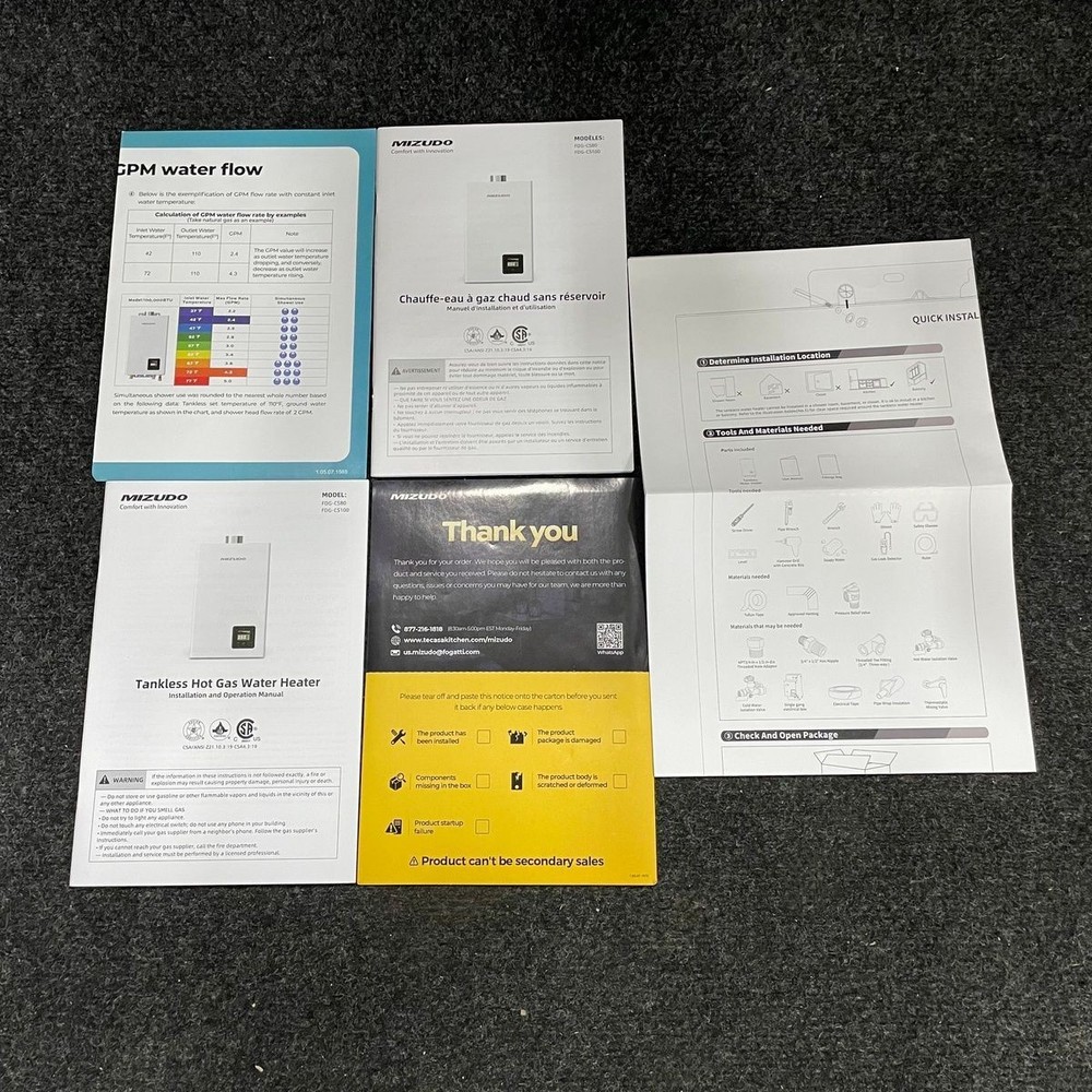 MIZUDO FDG-CS100 14L Propane Indoor Tankless Water Heater 100,000BTU/HR *