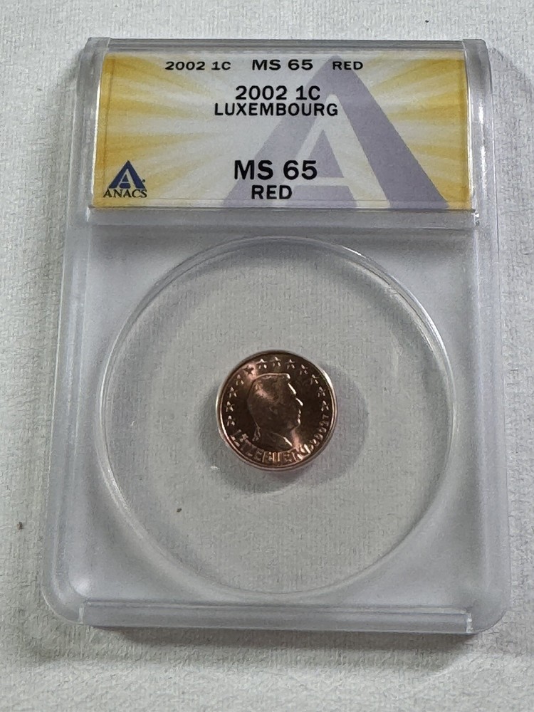 2002 Luxembourg 1 Cent Graded MS 65 RD by ANACS