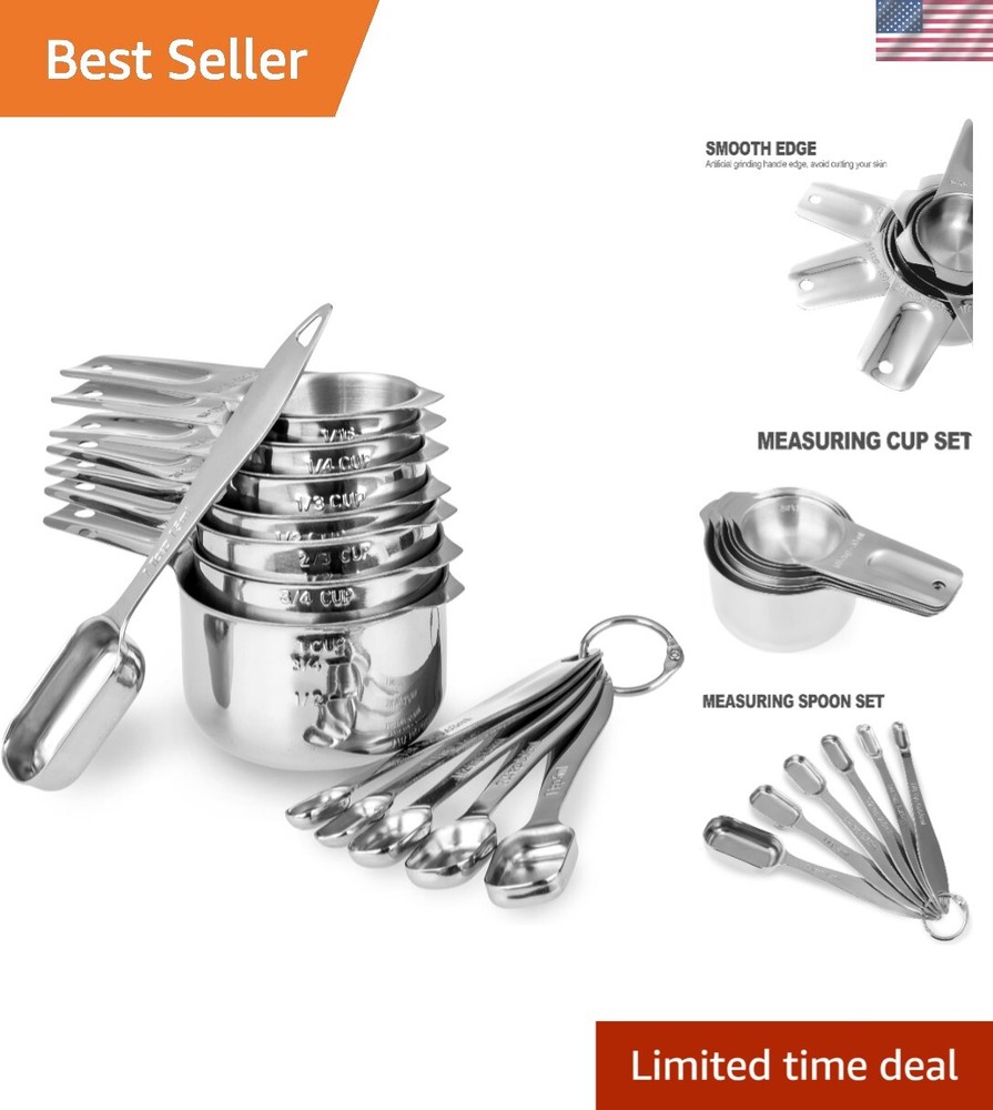 Durable 13-Piece Measuring Cups Set with Ergonomic Handle - Kitchen Essential