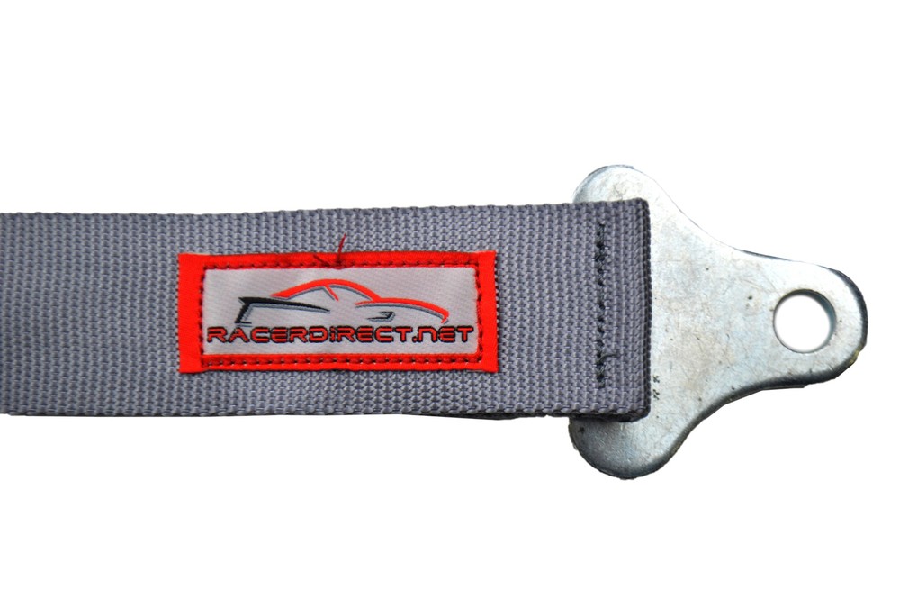 2" FLOOR MOUNT 3 POINT HARNESS SEAT BELT BOLT IN PULL DOWN LAP BELTS GREY