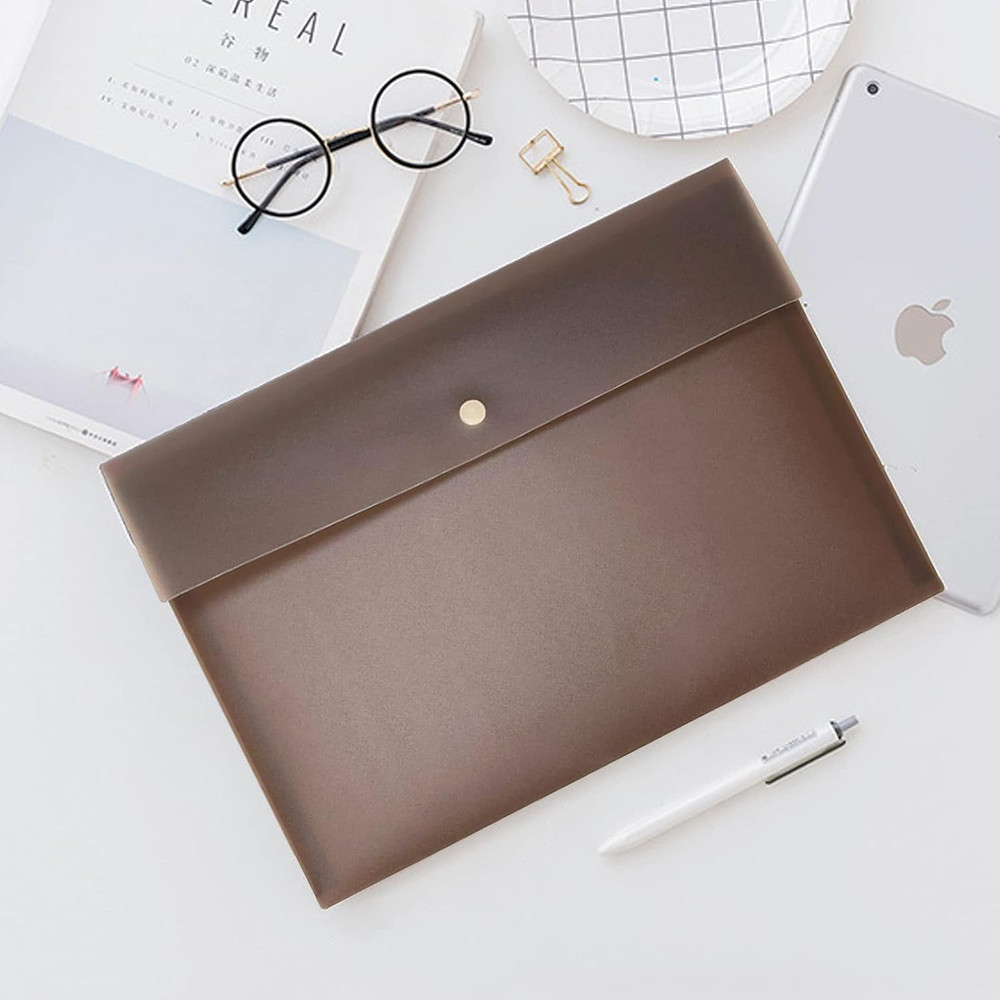 5 Pieces A4 Envelopes Folders for Paperwork Plastic Wallets Document Organizer w