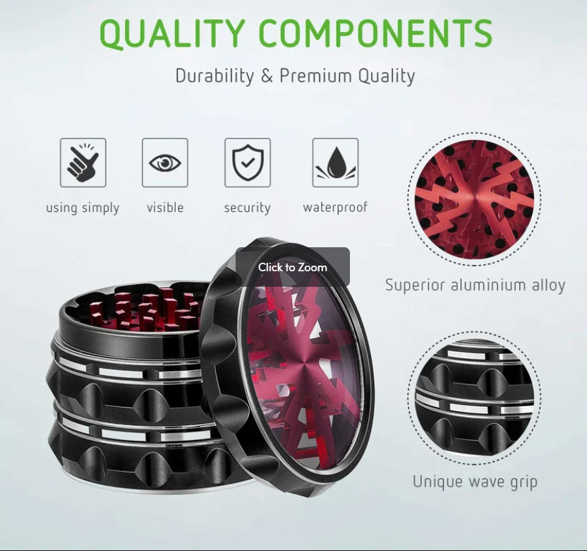 2.5" Lightning Red, Black & Silver Manual Spice Grinder