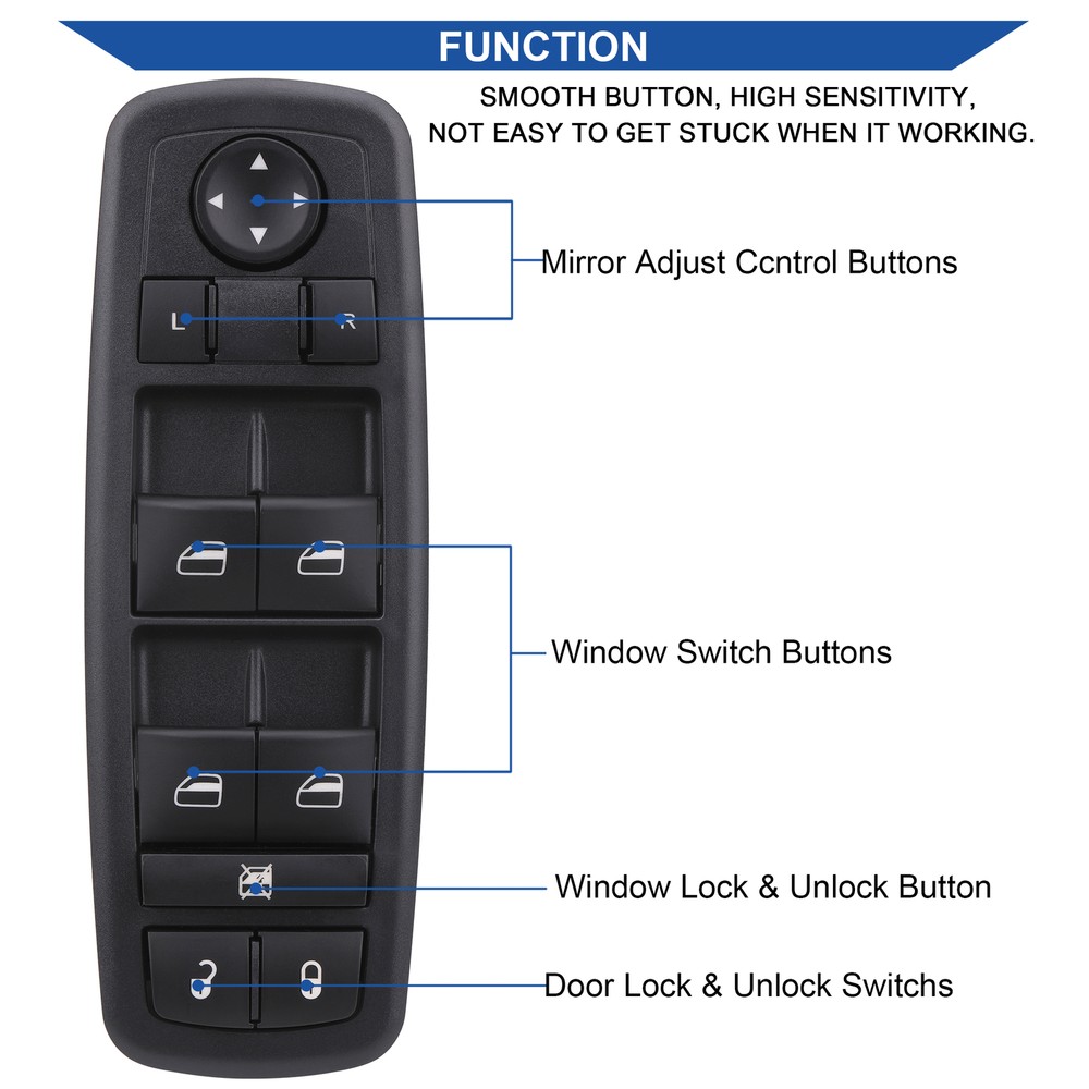 Window Switch Control for 2013-2016 Dodge Challenger Jeep Cherokee Chrysler 200