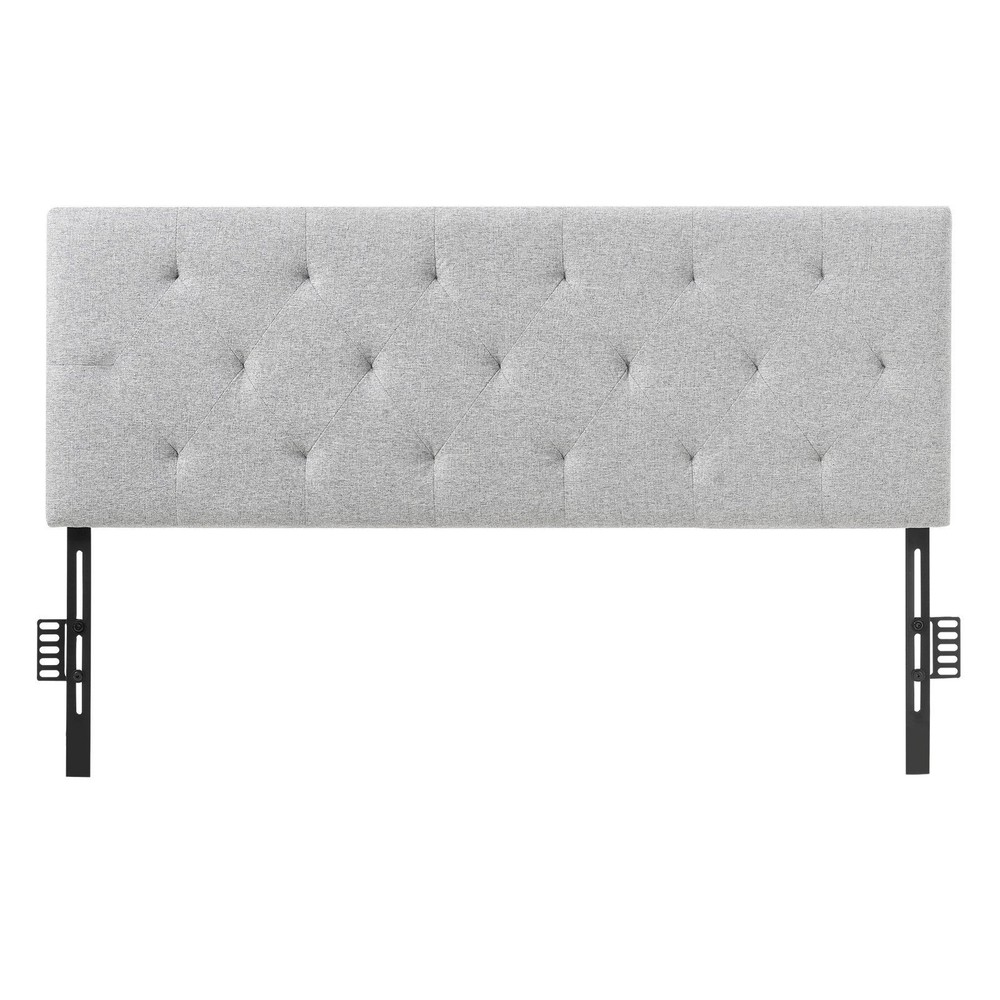 Diamond Tufted Headboard Full Size - Adjustable Height 35.6-47.4in - Light Grey