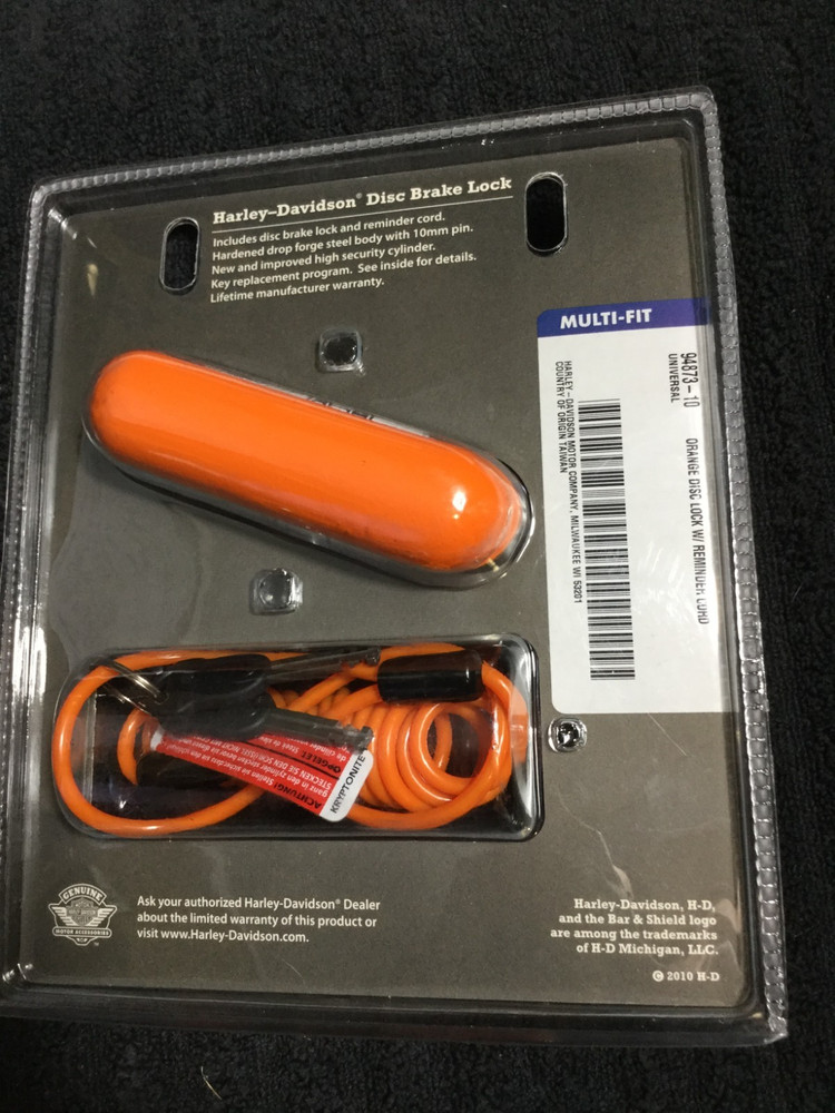 Harley-Davidson Disc Brake Lock W/Reminder Motorcycle Security 94873-10a