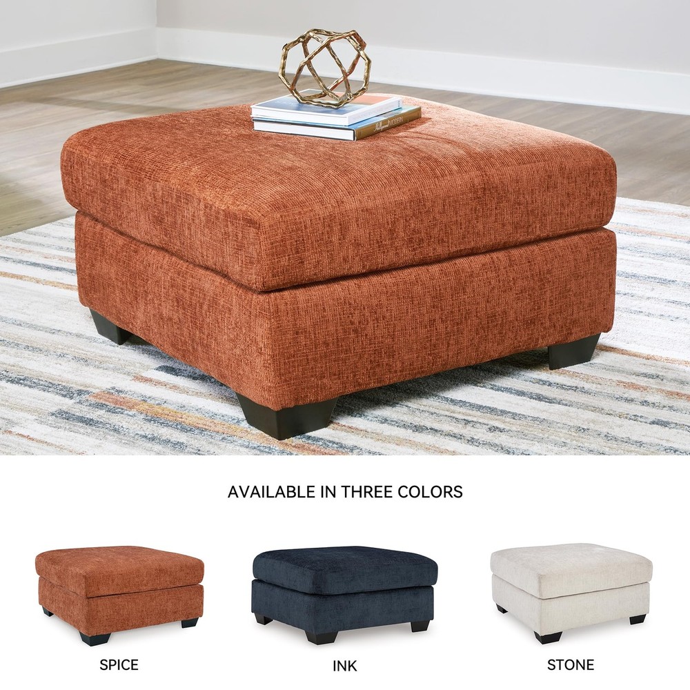Aviemore Contemporary Oversized Accent Ottoman, Orange