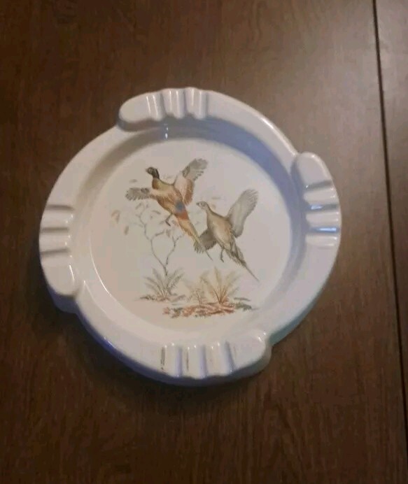 VINTAGE  PHEASANT ASHTRAY CERAMIC #62 ART DECO