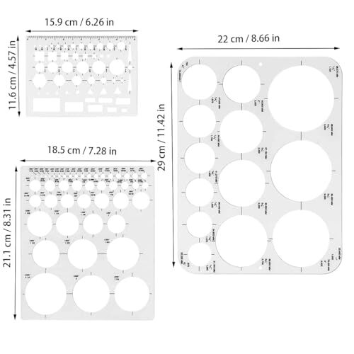 3 Pack Circle Template Round Stencil for Drafting Building Formwork Drawing