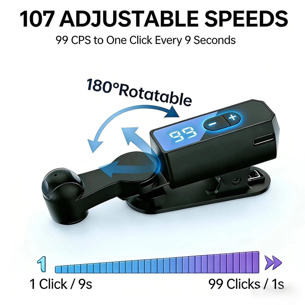 Rechargeable Automatic Screen Clicker 107 Adjustable Speeds 5H Spatial Tapper