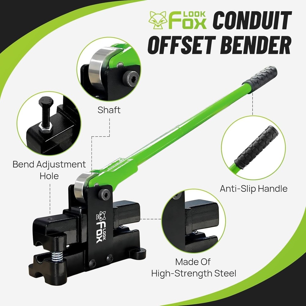 Conduit Bender, 12~14.3mm（9/16in）- Adjustable Offset for Flexible & Precise Bend