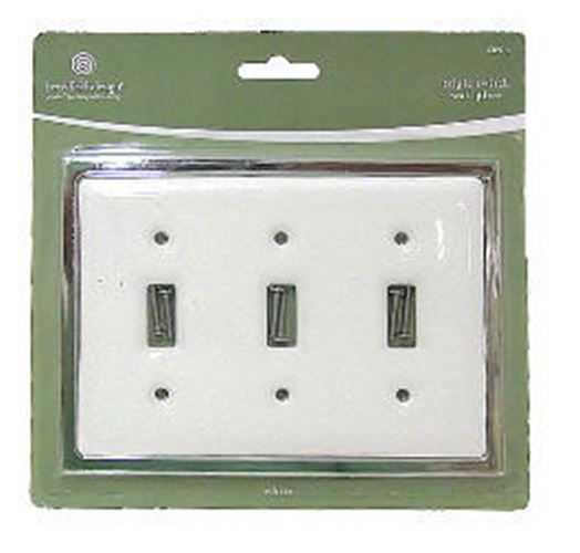 Triple Switch Wall Plate - White Ceramic W/ Chrome LQ-68970