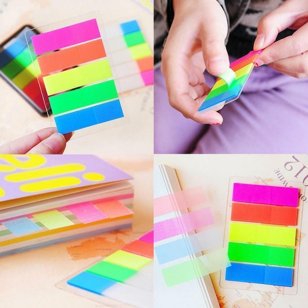 100Pcs Fluorescence Sticky Notes Memo Flags Bookmark Sticker NEW@