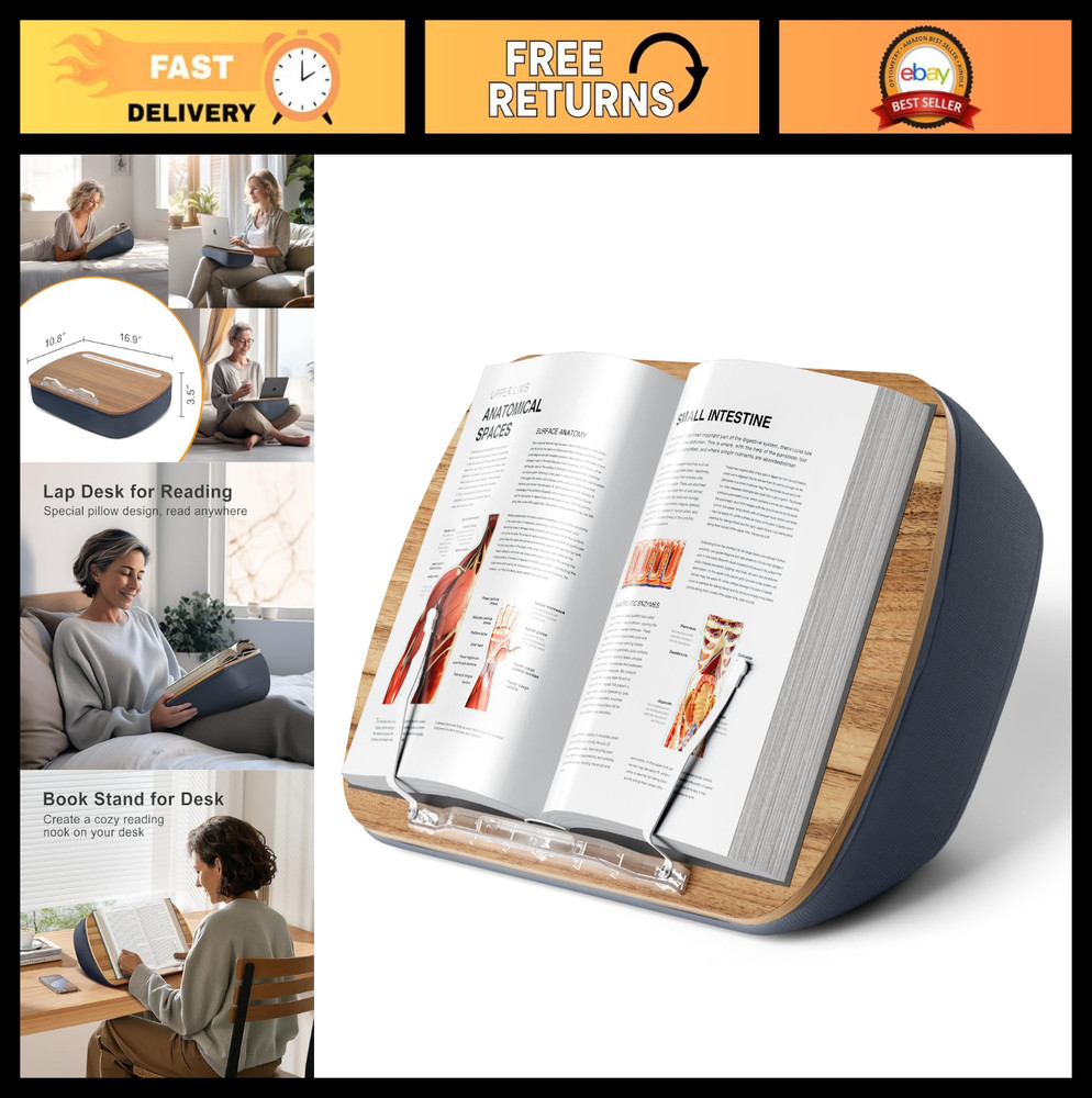Comfortable Lap Beanbag Book Stand - Hands-Free Reading Pillow, Minimize Neck St