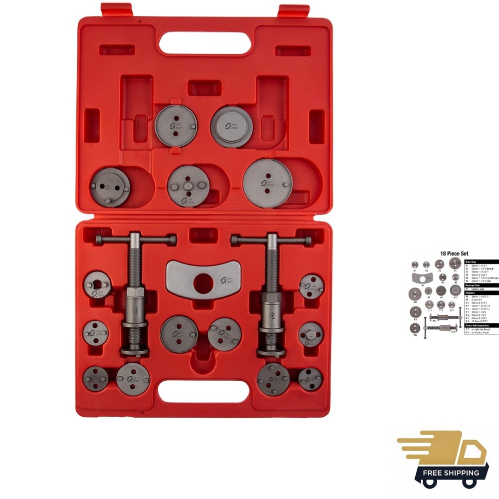 3930 18-Piece Master Disc Brake Caliper Tool Set and Wind Back Kit, Compresso...